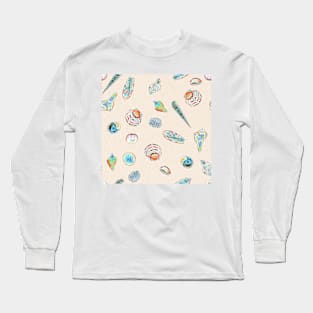 Seashells gallore repeating pattern Long Sleeve T-Shirt